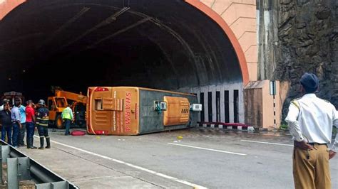 Two Dead Nine Injured As Bus Topples Inside Tunnel On Mumbai Pune
