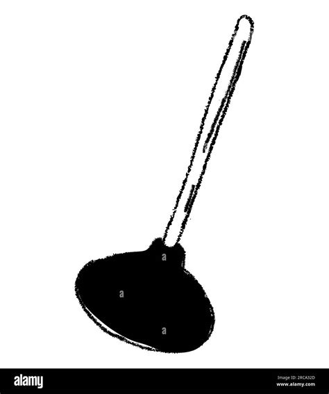 Black Silhouette Of A Toilet Plunger Toilet Cleaning Tools Vector Illustration Isolated On