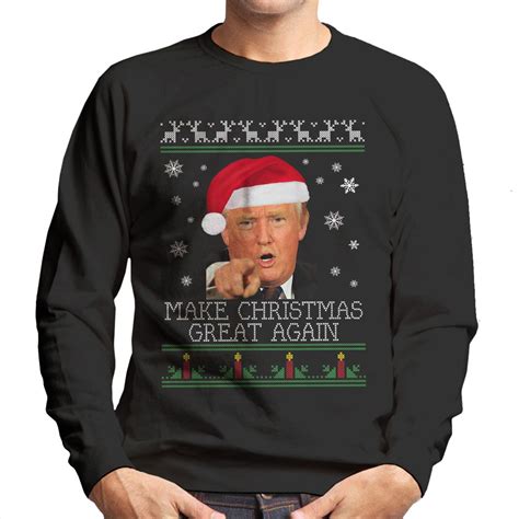 Make Christmas Great Again Donald Trump Knit Pattern Mens Sweatshirt