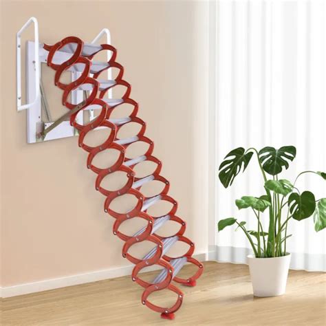 Attic Loft Ladder Pull Down 12 Steps Folding Stairs Wall Mounted