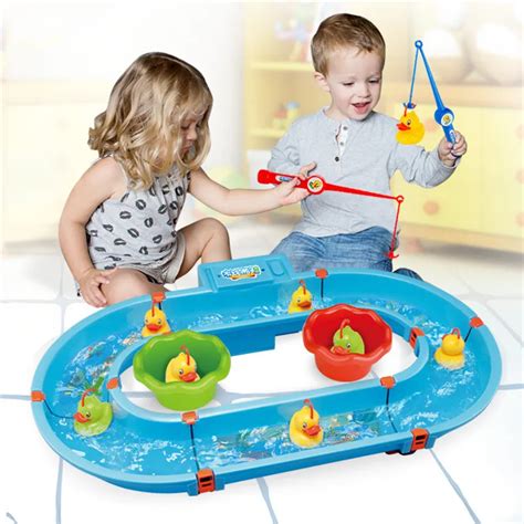 Educational Fishing Toy Electric Water Duck Fishing With 2 Fishing Rod