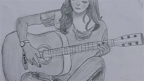 How To Draw A Girl With Guitar Step By Step With Pencil For Beginners