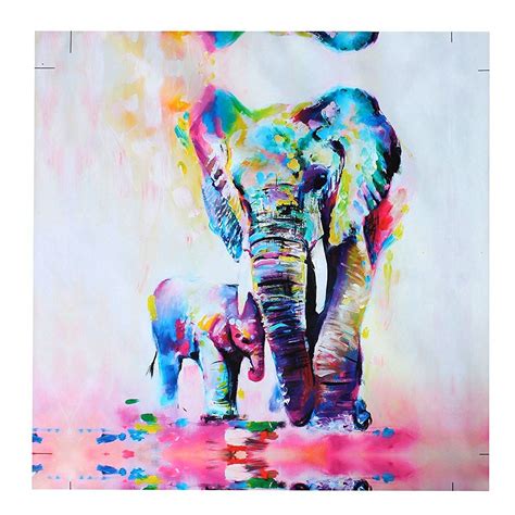 Mohoo 50x50cm Watercolor Elephant Oil Colorful Modern Abstract Art