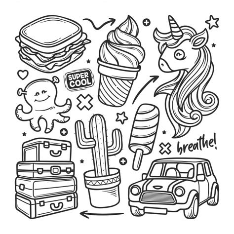 Free Vector Stickers Hand Drawn Doodle Black And White Stickers