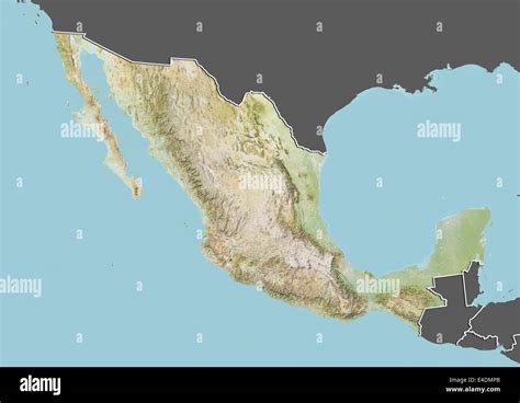 México Mapa En Relieve Con Borde Y Máscara Fotografía De Stock Alamy