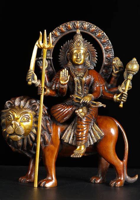 Brass Durga Statue Holding Trident 13 72bs67z Hindu Gods And Buddha
