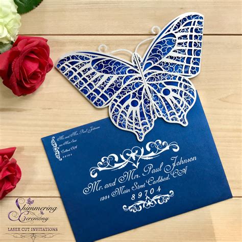 Butterfly Gatefold Laser Cut Wedding Invitation Shaped Printed Etsy
