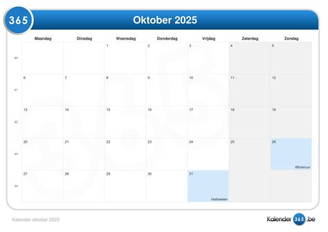 Kalender Oktober 2025