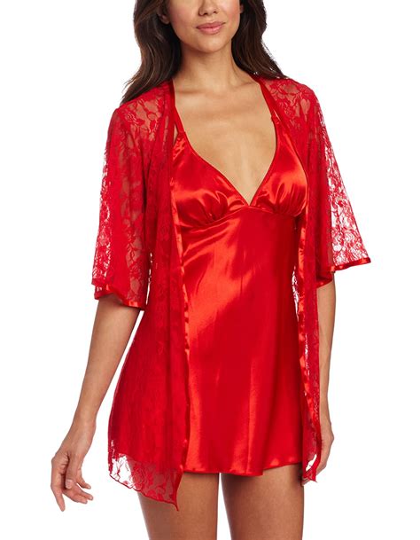 dreamgirl women s satin seduction robe and chemise lingerie sets clothing