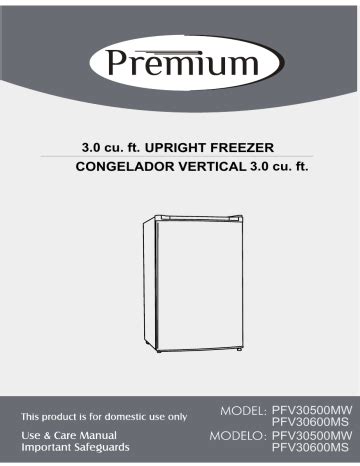 Premium Pfv Ms Cu Ft Upright Freezer User Guide Manualzz