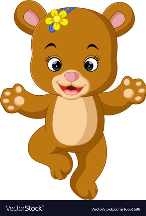 Cute Baby Bear Dancing Cartoon Royalty Free Vector Image