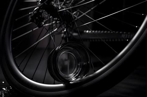 Premium Ai Image Closeup Bicycle Wheel On A Black Background