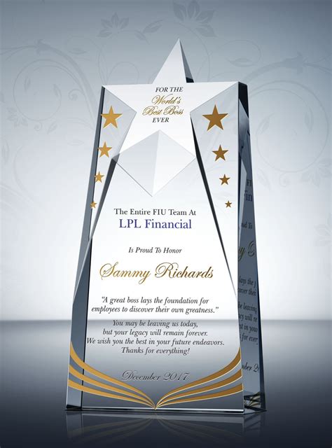 Maybe you would like to learn more about one of these? Star Boss Award | Boss christmas gifts, 10 year ...
