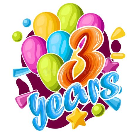 3rd Year Anniversary Celebration Card Greeting Card With Number 3