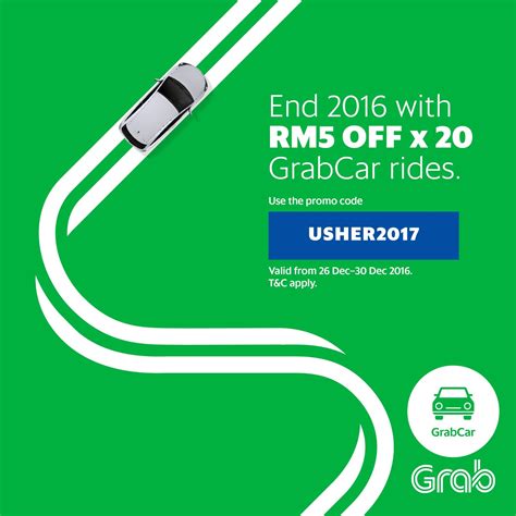 Limited to 20,000 redemptions per day. GrabCar Promo Code RM5 Off 20 Rides Until 30 December 2016