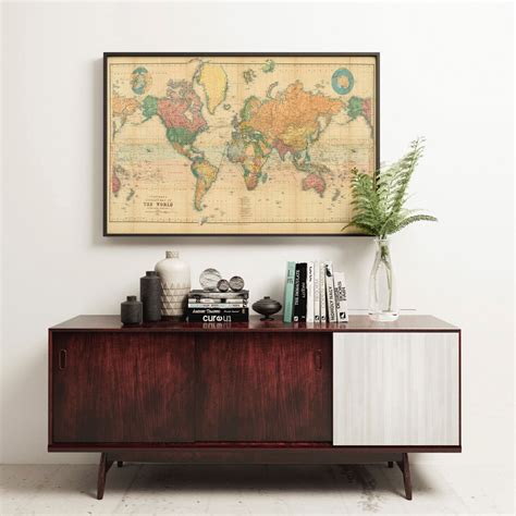 Beautiful World Map Vintage Atlas 1898 Mercator Projection Etsy