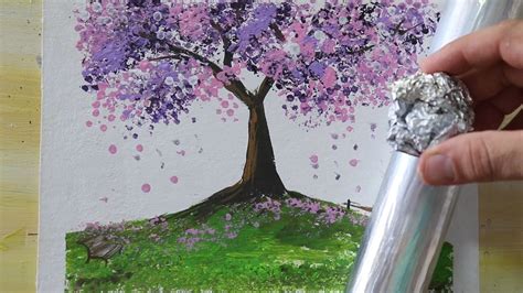 Pintar árbol Con Papel Aluminio Técnica De Pintura Acrílica Para