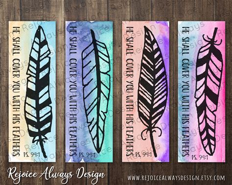 Printable Bookmarks Watercolor Feather Bible Verse Bookmarks Etsy