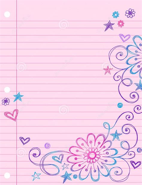 Lined Notebook Paper Template Pink Background Coloring