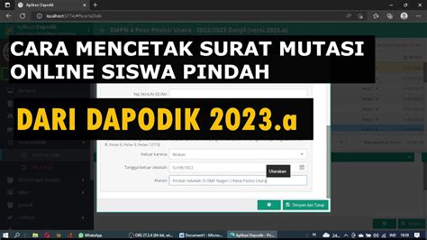 Cara Cetak Surat Mutasi Siswa Secara Online Dapodik 2023a Youtube