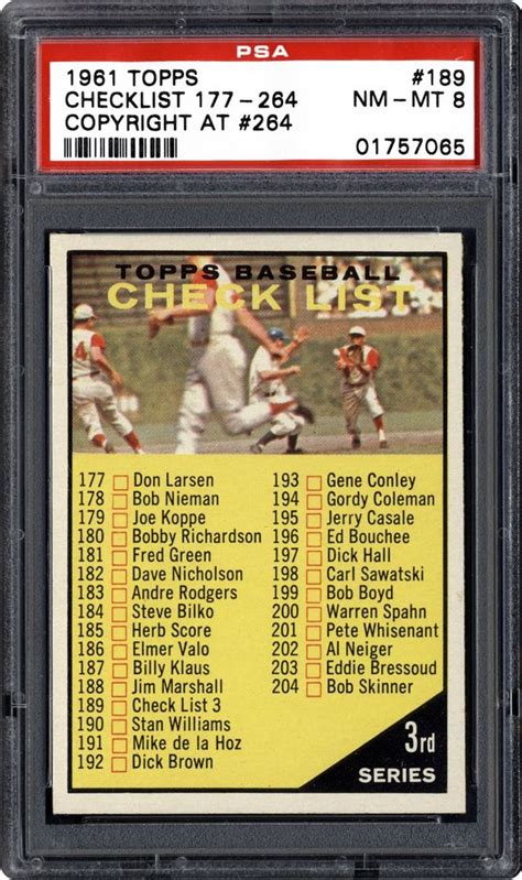 auction prices realized baseball cards 1961 topps checklist 177 264 copyright at 264