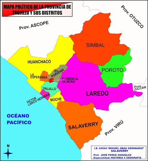 Mapa De La Provincia De Trujillo Y Sus Distritos Mapa De La RegiÓn La