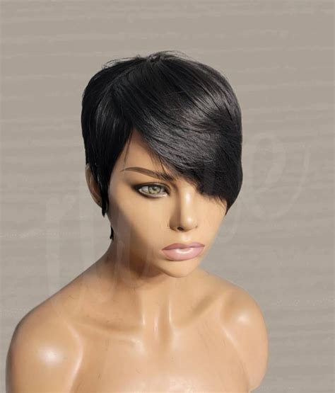 BAILEY GLUELESS PIXIE Tapered Cut Human Hair Wig Etsy