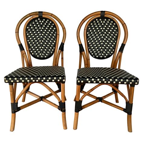 French Style Parisian Cafe Bistro Rattan Dining Chairs Pair At 1stdibs