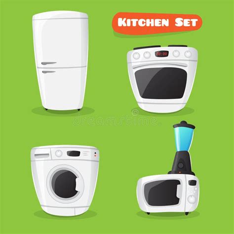 Vector Kitchen Appliance Collection Fridge Stove Microwave Oven