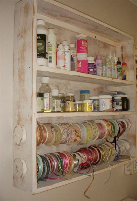 Wood Ribbon Shelf Craft Art Supply Storage By Honeystreasures 15000
