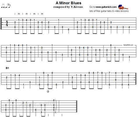 A Minor Blues Fingerstyle Guitar Tab
