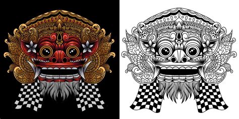 Barong Balinese Mask Vector Illustration 11774009 Vector Art At Vecteezy
