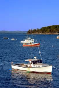 Small Lobster Fishing Boat In Maine Coast Bay Royalty Free