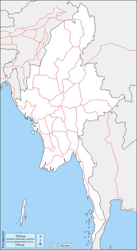 Republic of the union of myanmar）、通称ミャンマーは、東南アジアのインドシナ半島西部に位置する共和制国家。 ビルマミャンマー 無料地図, 無料の空の地図, 無料の ...