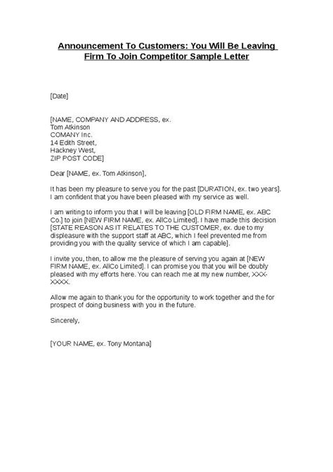 Resignation Announcement Sample Letter To Clients About Employee Leaving Example