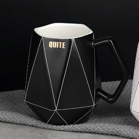 Nordic Style Light Luxury Mug Stripe Ceramic Cups Porcelain Couple