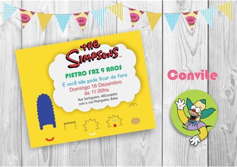 Convite Simpsons Elo7 Produtos Especiais Convite Convite Aniversario Infantil Convite
