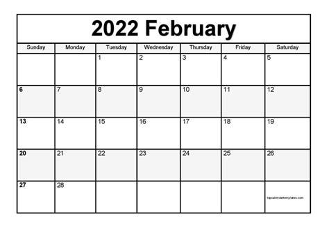 Printable Calendar February 2022 Templates Pdf Word Excel