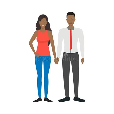 Cartoon Characters People African American Couple Vector Stock Vector