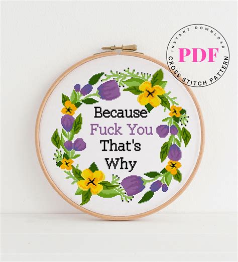 because fuck you that s why cross stitch pattern easy etsy
