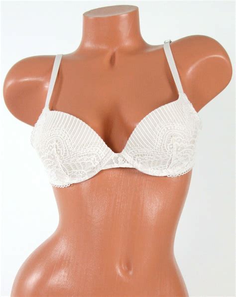 Victoria S Secret Dream Angels Padded Push Up Bra White Lace Over Tan 34a Nwt Bras And Bra Sets