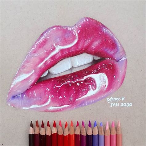 The Creative Corner On Instagram “an Incredible Lip Drawing Done By Artbycece The Gloss Is