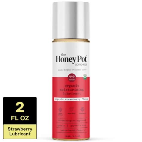 The Honey Pot Organic Intimate Lubricant Moisturizing Strawberry Flavor Water Based 2 Oz