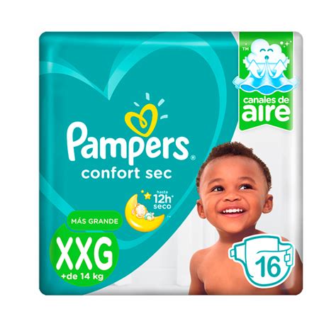 Pampers Confort Sec Talla Xxg 16 Unids Descuento Sobre 3 Paquetes