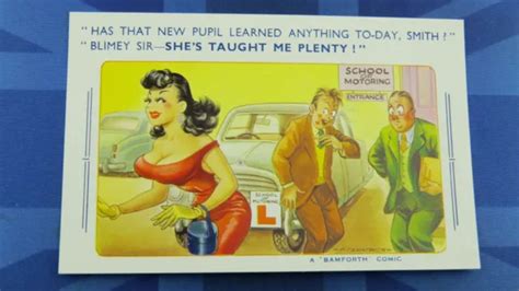 Saucy Bamforth Comic Postcard 1950s Big Boobs Learner Driver School Of Motoring 992 Picclick