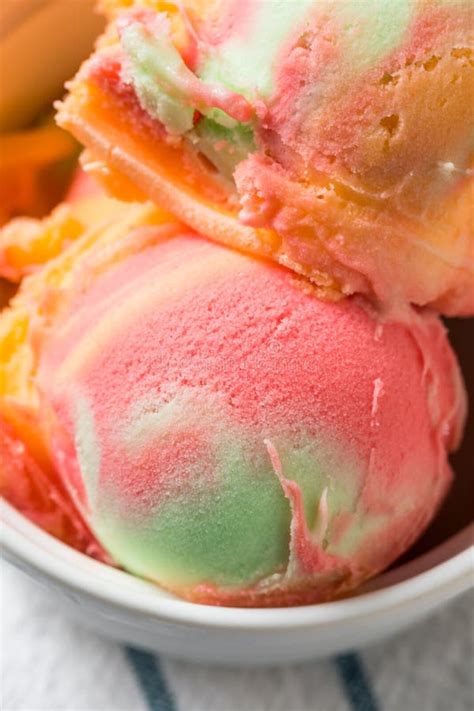 Homemade Rainbow Ice Cream Sorbet Stock Image Image Of Fruity Gelato