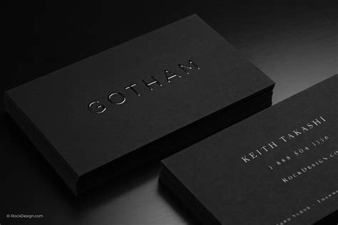 Minimalistic Black Suede Feeling Business Card With Thermography Gotham Rock Business