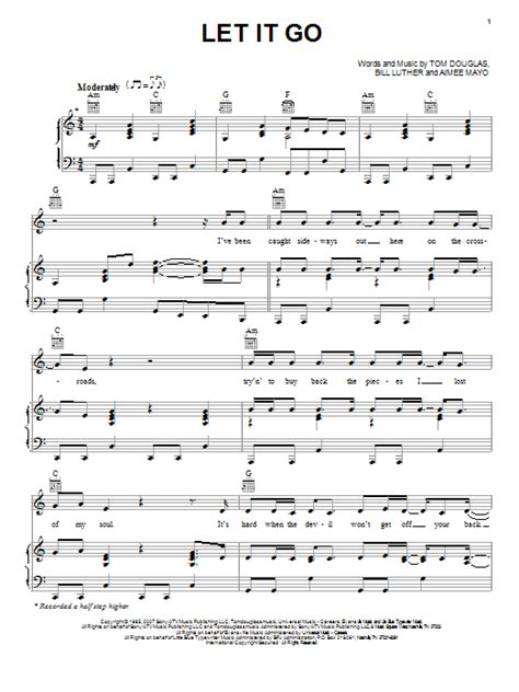 The academy award winning best original song let it go has become so popular that there are parodies and arrangements made of it, widely available on the internet. Let It Go sheet music by Tim McGraw (Piano, Vocal & Guitar ...