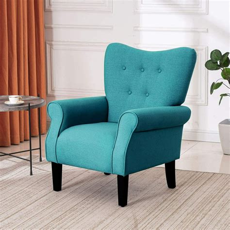 Erommy Mid Century Arm Chairvelvet Tufted High Back Accent Chair