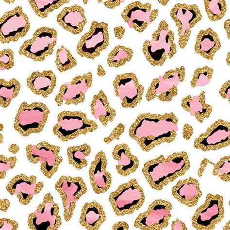 Pink And Gold Glitter Leopard Print Fabric Leopard In Fancy Etsy